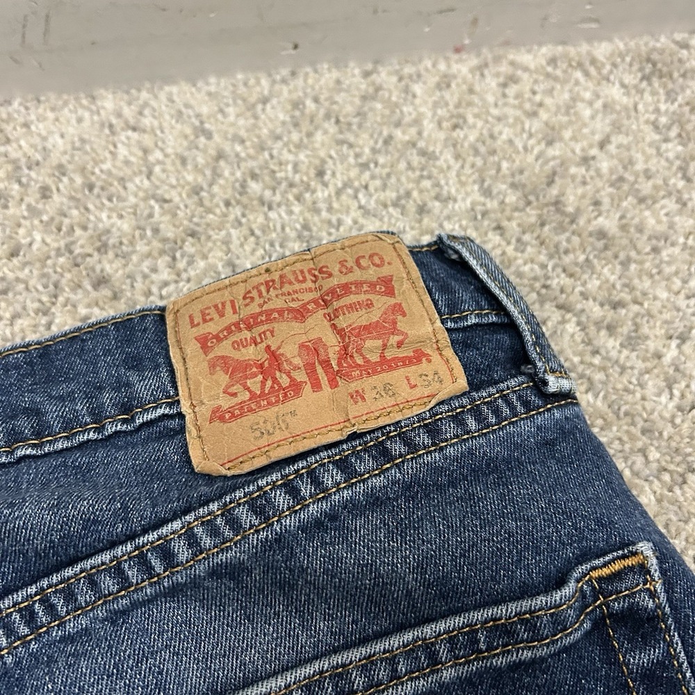 Levis 505 Jeans Mens 36X34 (Actual 34X34) Straight Leg Blue Denim - Picture 8 of 9